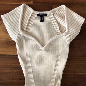 Ribbed knit sweetheart neckline dress
